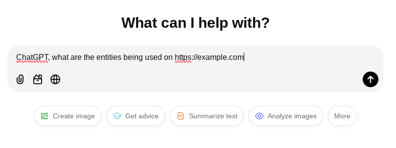 chatGPT, what are the entities being used on http://example.com